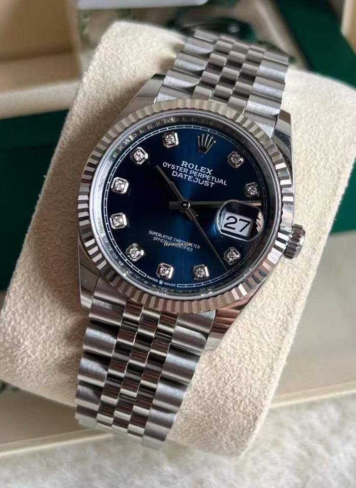 Rolx Datejust Silver-Tone With Blue Dial