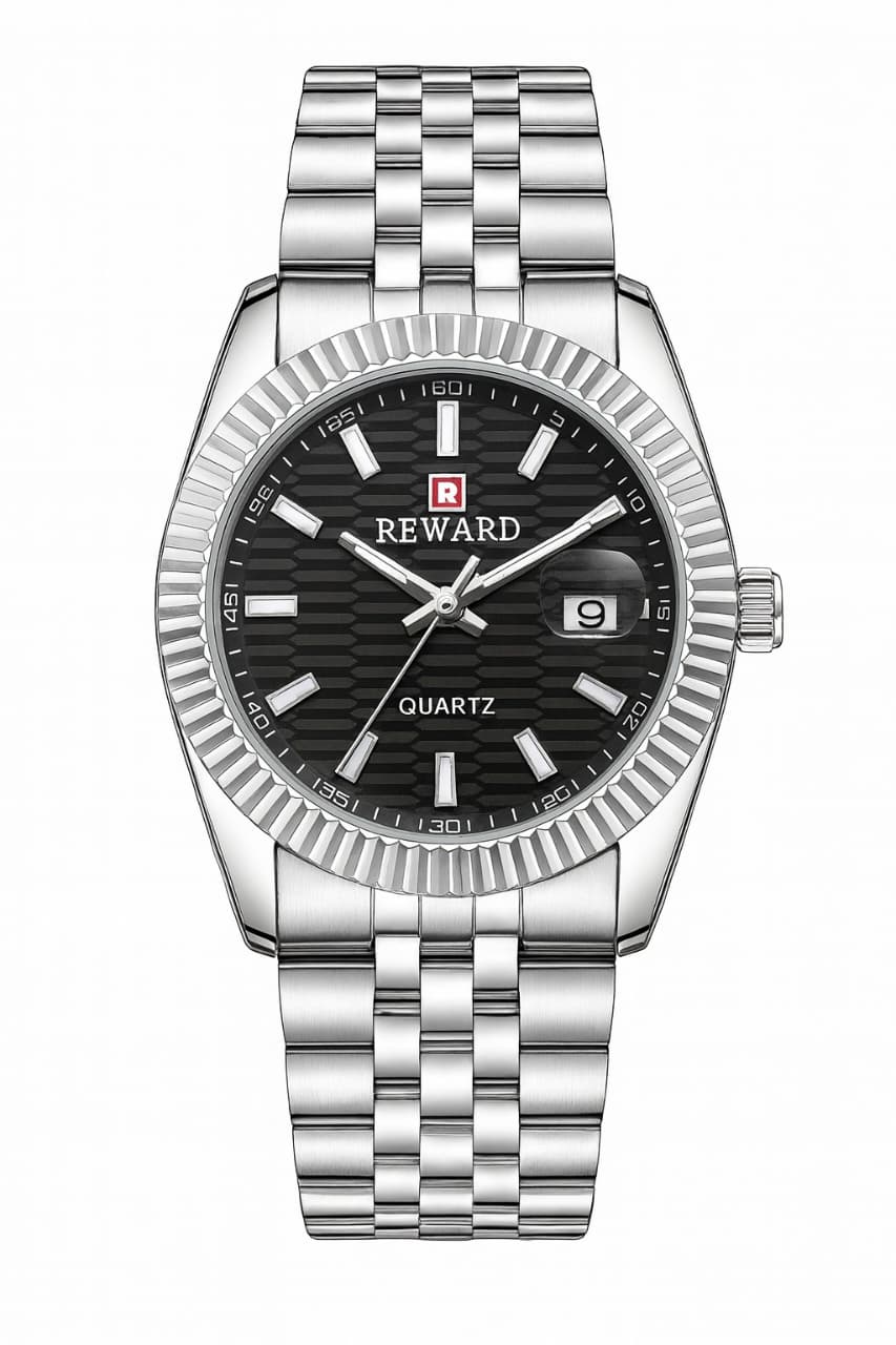 Reward Quartz Watch – Silver Gold Two-Tone Black Dial Auretimes