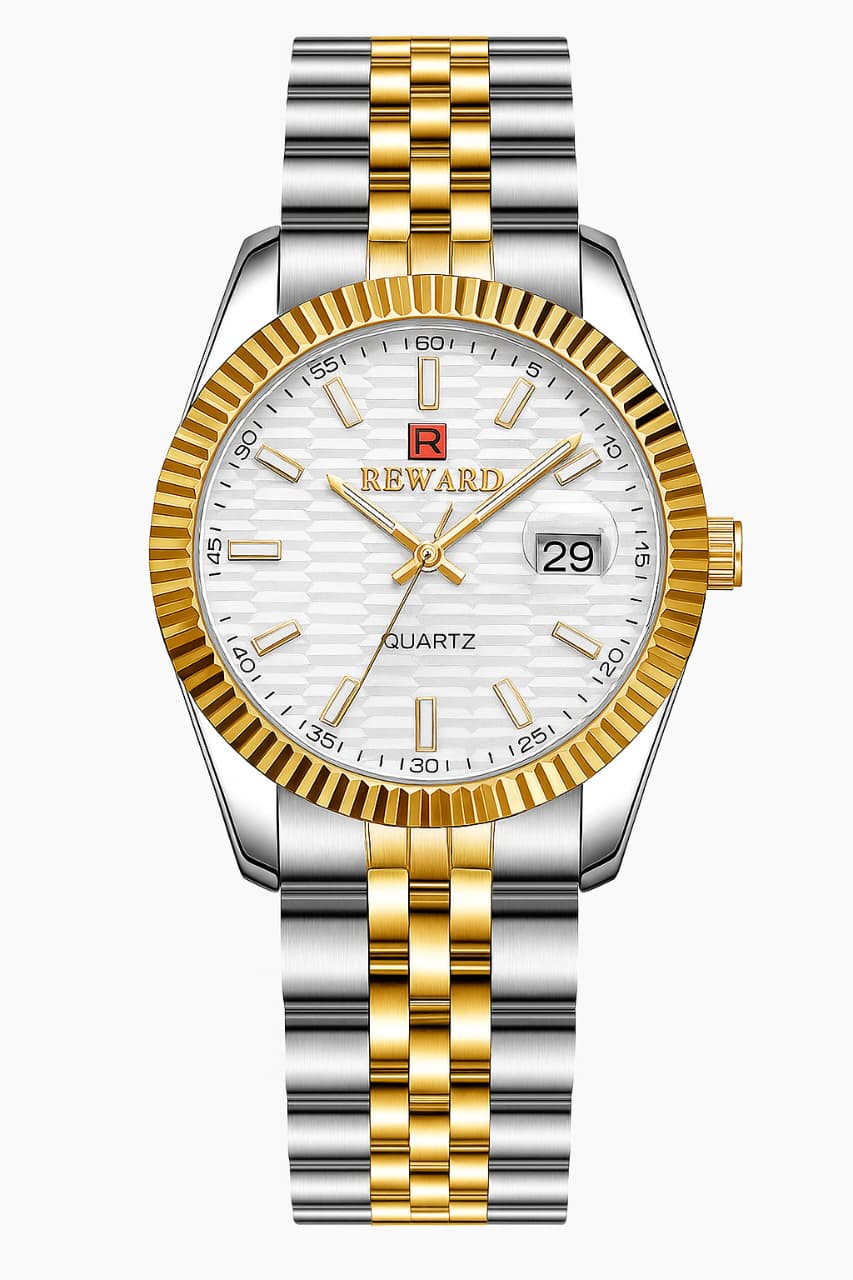 Reward Quartz Watch – Silver Gold Two-Tone White Dial Auretimes