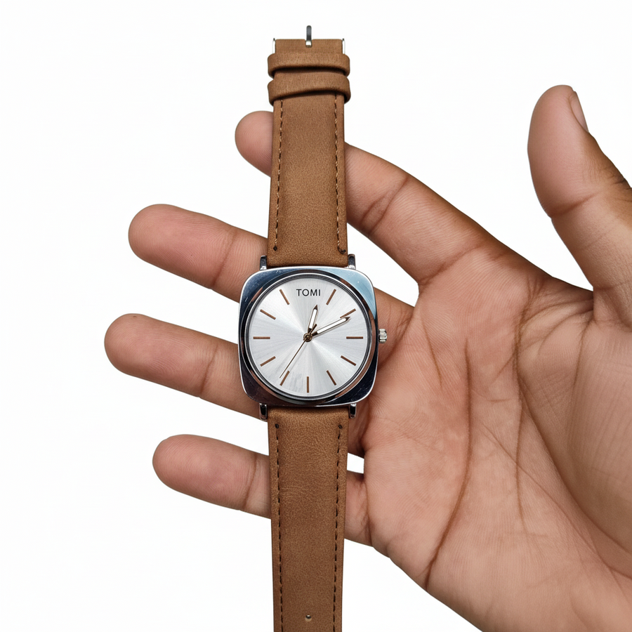 TOMI Square Case Vegan Leather Watch