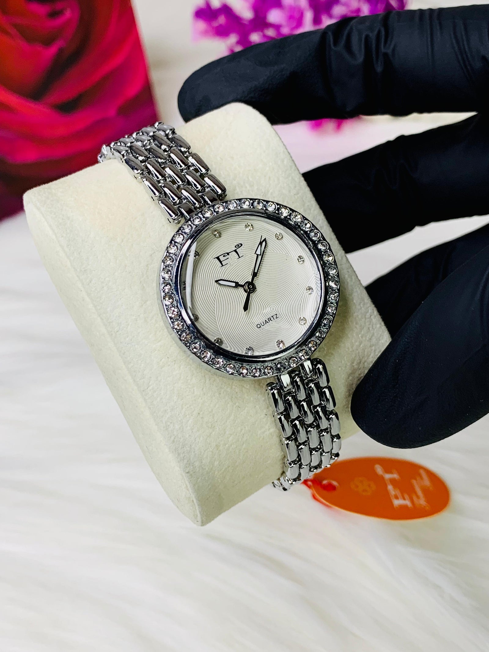 FT Forever Times Ladies Crystal Watch – Silver Diamond Bezel Edition Auretimes