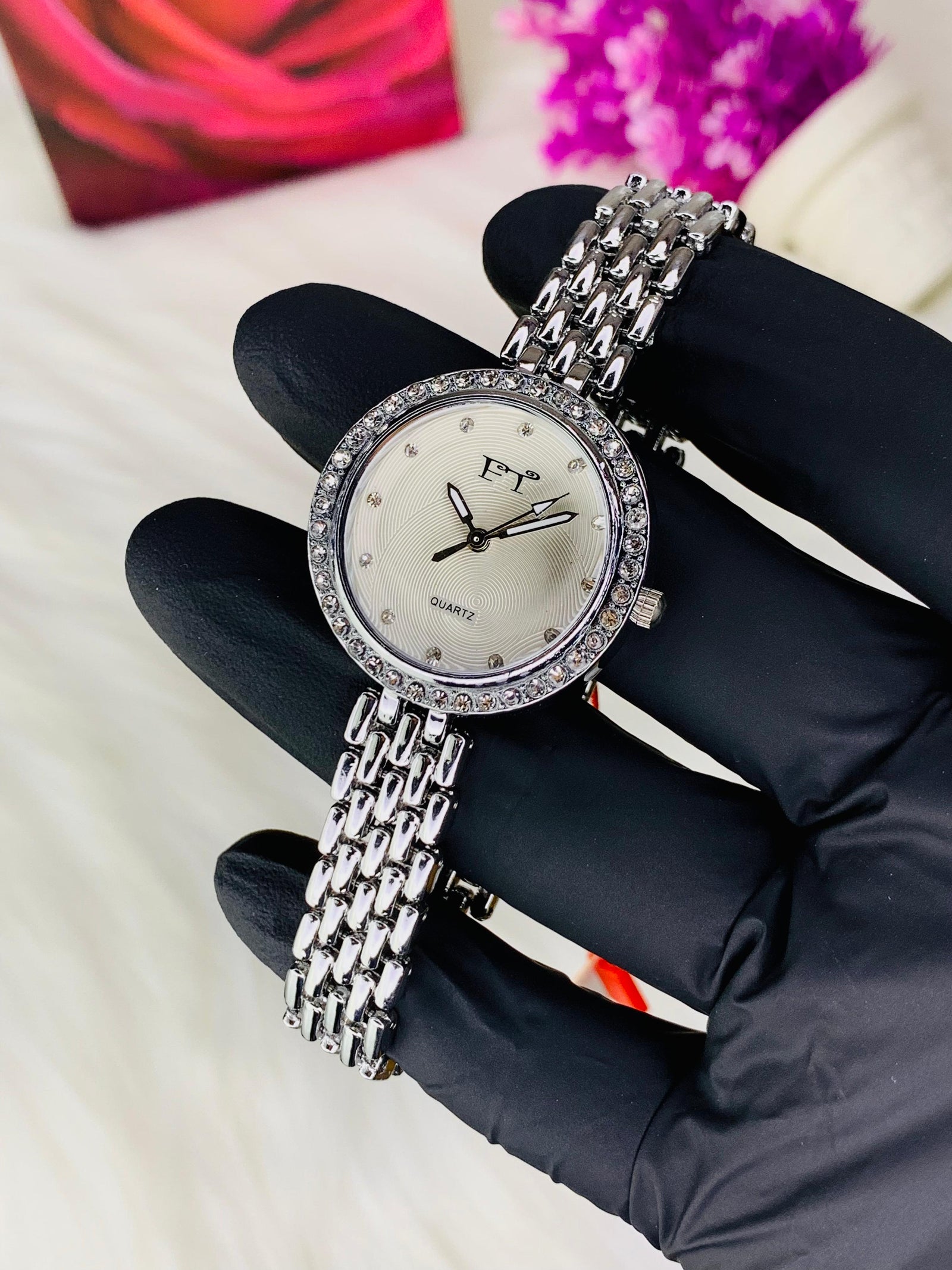 FT Forever Times Ladies Crystal Watch – Silver Diamond Bezel Edition Auretimes
