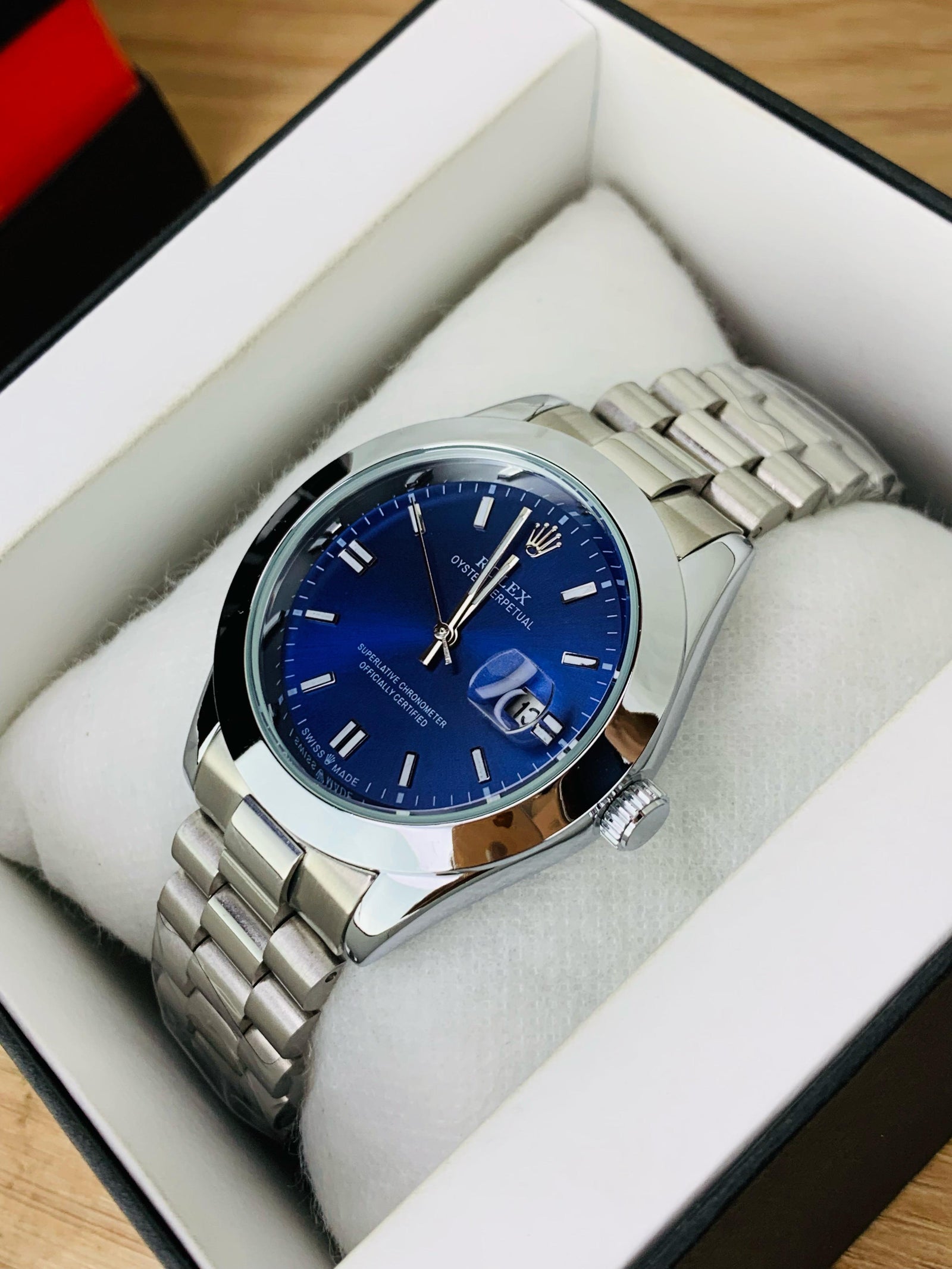 Rolex Oyster Perpetual – Blue Sunray Dial | Date Edition Auretimes