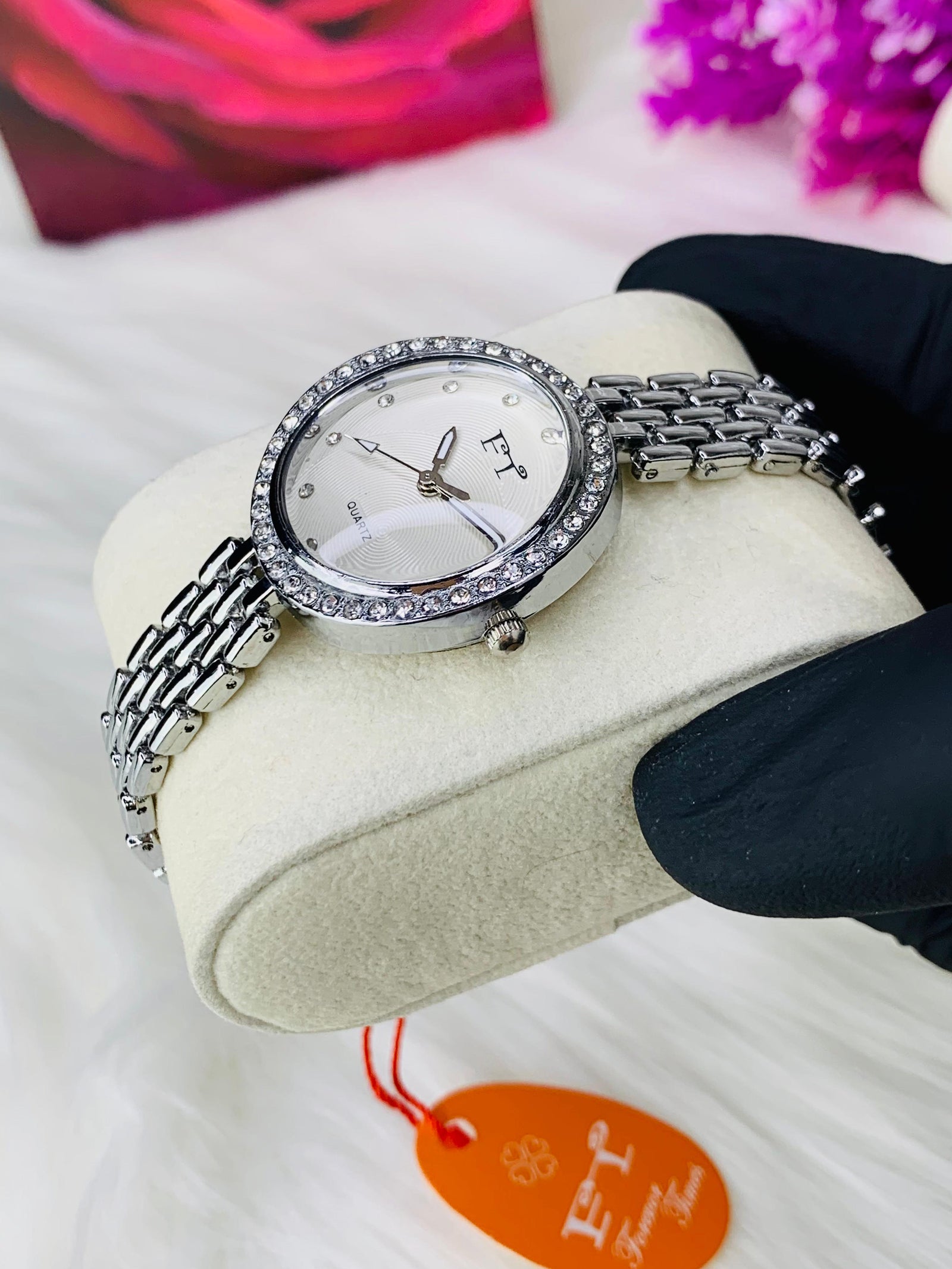 FT Forever Times Ladies Crystal Watch – Silver Diamond Bezel Edition Auretimes