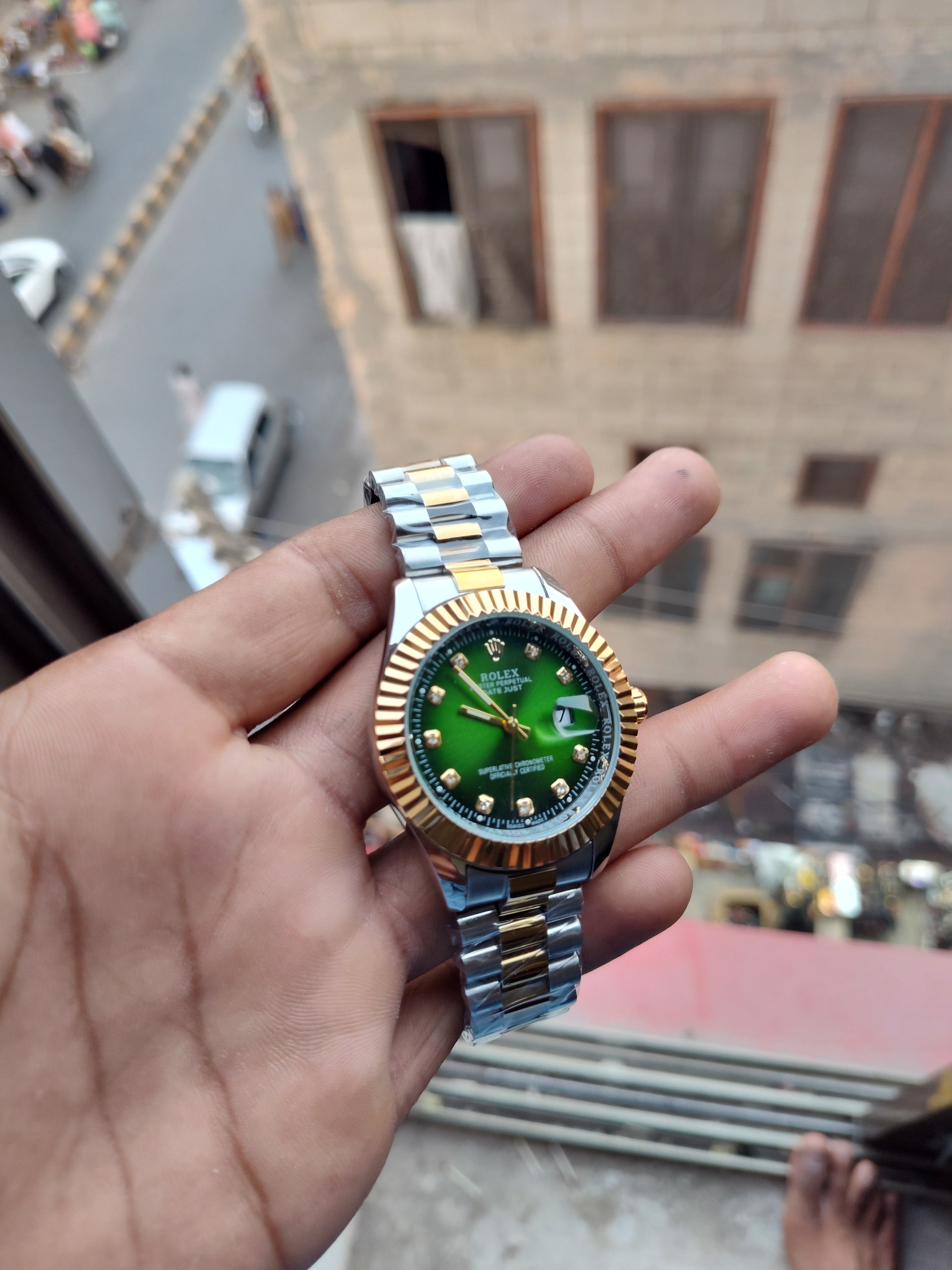 Rolx Datejust Two-Tone With Green Dial Auretimes